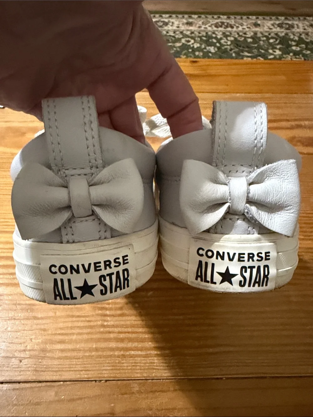 Converse Low-Top Sneakers, dove gray w/back bow detail, size 9.5